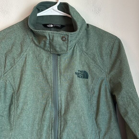 The North Face Women Calentito 2 Jacket Green Heather small Windwall Full-Zip - Picture 2 of 10